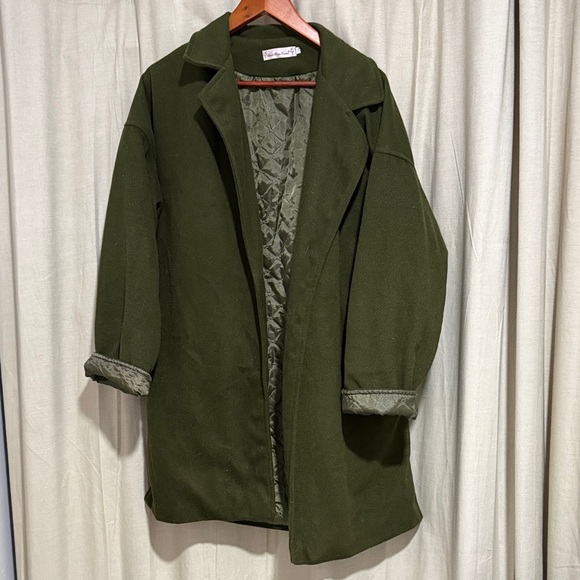 Jackets & Blazers - Women's Olive Green Pea Coat with Quilted Lining